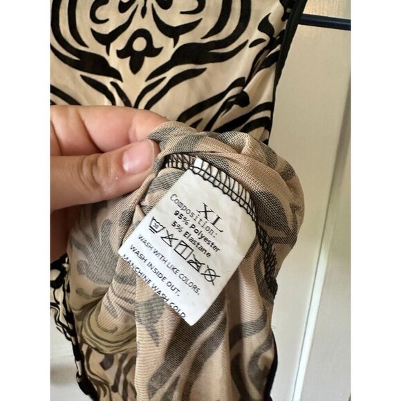 Women’s size x-large tan & black abstract bodysuit - Picture 6 of 9
